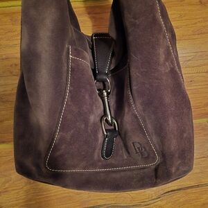 Dark Brown Suede Dooney And Bourke Shoulder Bag